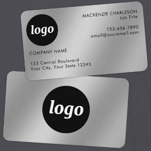 Carte De Visite Logo et texte simple effet argent