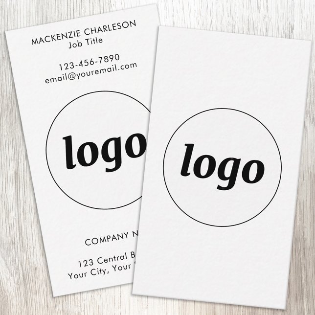 Carte De Visite Logo et Texte Verticaux Simples (Simple logo with custom text business branding promotional vertical format business cards)