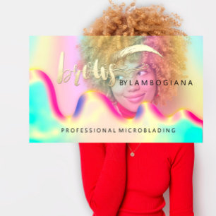 Carte De Visite Logo Eyebrow Microblading Holograph QR Code