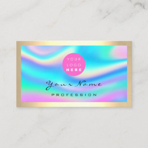 Carte De Visite Logo Eyelash maquillage rose coiffeur Holographe