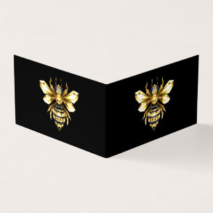 Carte De Visite Logo Faux Gold Foil Bee Polygonal sur Noir