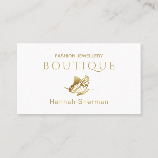 Carte De Visite Logo féminin de papillon d'or (Devant)