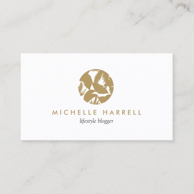 Carte De Visite Logo Feuille Gold Tropical (Devant)