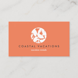 Carte De Visite Logo Feuille Tropical sur Orange pour location vac
