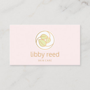 Carte De Visite Logo Feuille vert Spa de beauté rose