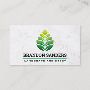 Carte De Visite Logo Feuille verte   Marbre