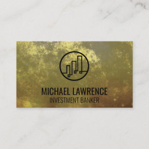 Carte De Visite Logo Finance   Arrière - plan d'or   Ligne Skyline