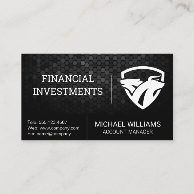 Carte De Visite Logo financier Bear Bull Shield (Devant)