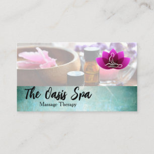 Carte De Visite Logo Fleur de Lotus Massage Station de Spa