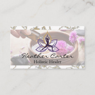 Carte De Visite Logo Fleur de Yoga Herbes et Huiles Essentielles