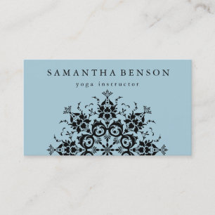 Carte De Visite Logo Fleur Noir & Blanc Élégant Yoga Business Ca