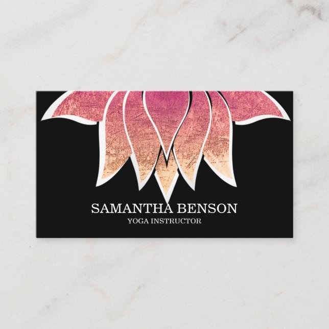 Carte De Visite Logo Fleur Noir & Blanc Élégant Yoga Business Ca (Devant)