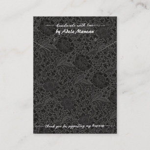 Carte De Visite Logo Fleur Noire QR Code Collier Porte Bijoux
