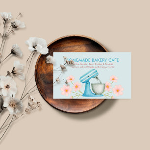 Carte De Visite Logo Fleuriste de la Boulangerie Aquarelle Bleue