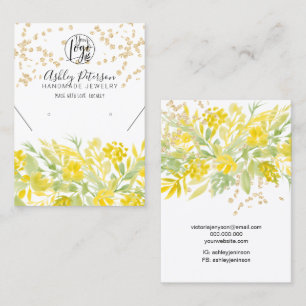 Carte De Visite Logo floral jaune bijoux or collier d'oreille