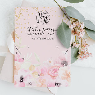 Carte De Visite Logo floral pastel or bijoux collier d'oreille de 