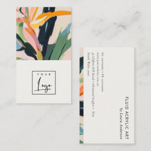 Carte De Visite Logo floral peint de l'oiseau de paradis coloré Bo