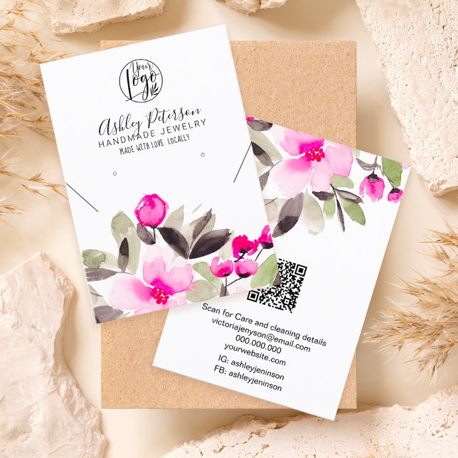 Carte De Visite Logo floral rose bijoux collier d'oreille (Créateur téléchargé)