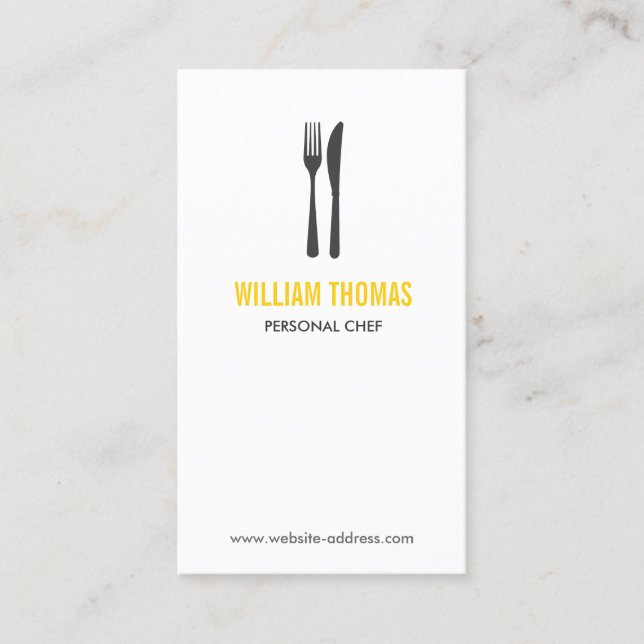 Carte De Visite LOGO FORK & KNIFE pour Restaurant, Chef, Restaurat (Devant)