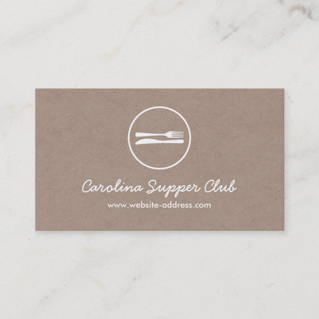Carte De Visite LOGO FORK & KNIFE sur effet papier Kraft (Devant)