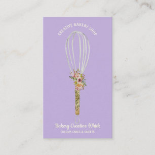 Carte De Visite logo Fouet de Cuisine pâtisserie violet