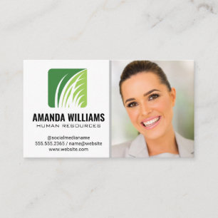 Carte De Visite Logo Gazon Femme d'affaires souriante