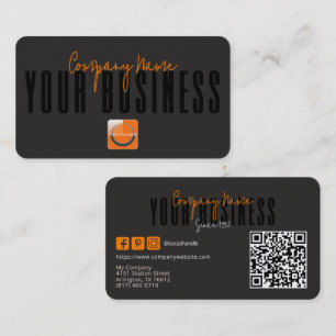 Carte De Visite Logo générique moderne noir orange sophistiqué