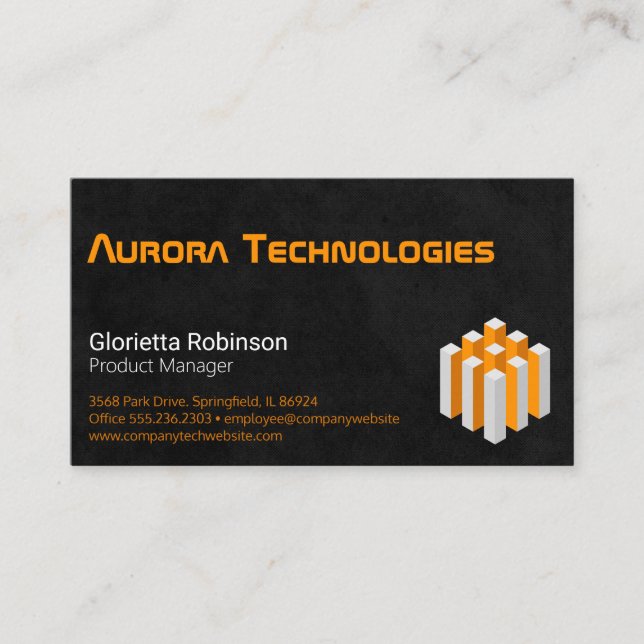 Carte De Visite Logo géométrique Cube | Style de technologie d'ent (Devant)