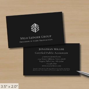 Carte De Visite Logo géométrique en argent noir