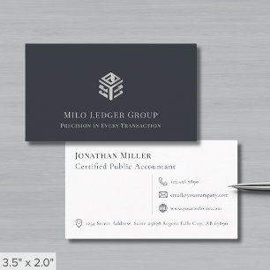 Carte De Visite Logo géométrique moderne gris argent