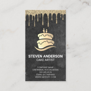Carte De Visite Logo Gold Cake   Parties scintillant d'or à glace