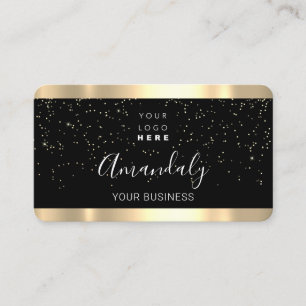 Carte De Visite Logo Gold Confetti Black Maquillage Nails Stylist