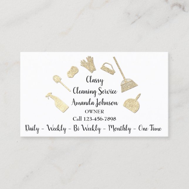 Carte De Visite Logo Gold des services de nettoyage Classy Maid Wh (Devant)