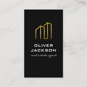 Carte De Visite Logo Gold du bâtiment immobilier