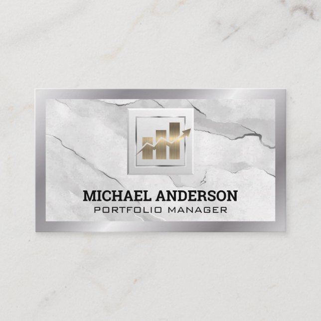 Carte De Visite Logo Gold Financial Chart | Marbre | Metallique (Devant)