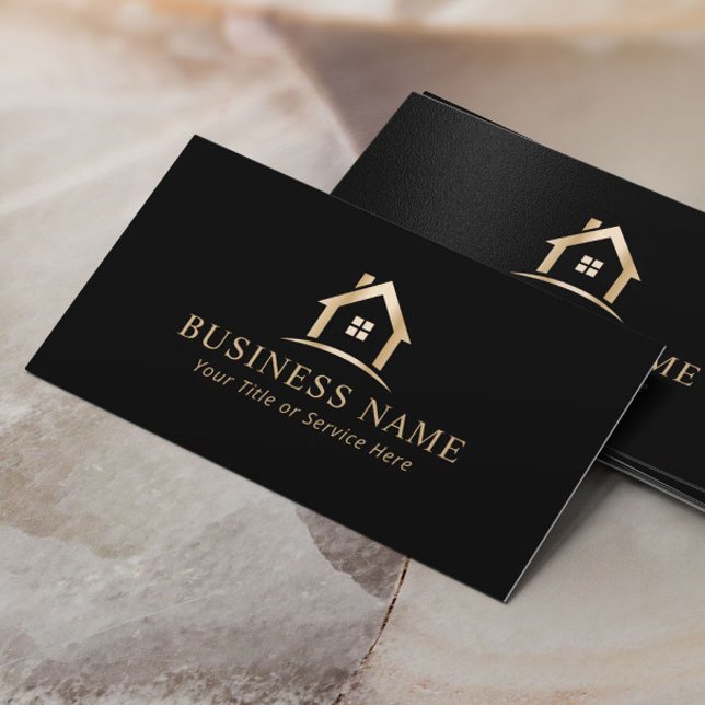 Carte De Visite Logo Gold House Réaliseur immobilier Nettoyage de  (Créateur téléchargé)