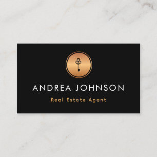 Carte De Visite Logo Gold Key Agent Immobilier Photo Qr Code