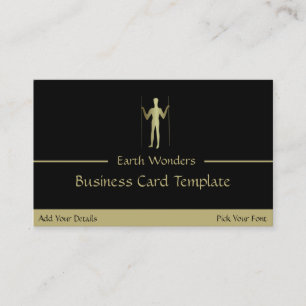 Carte De Visite Logo Gold Long Man Simple