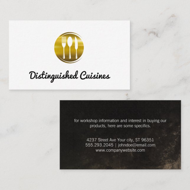 Carte De Visite Logo Gold Metal Silverware (Devant / Derrière)