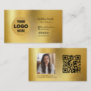 Carte De Visite LOGO Gold moderne Photo QR Code Professionnel