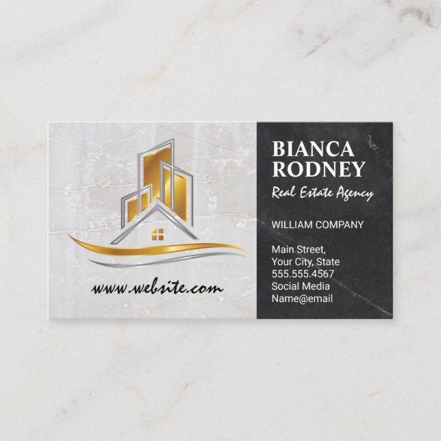 Carte De Visite Logo Gold Properties | Marbre (Devant)
