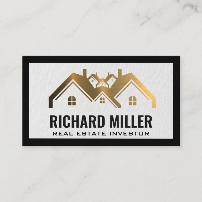 Carte De Visite Logo Gold Real Estate | Investisseur immobilier (Devant)