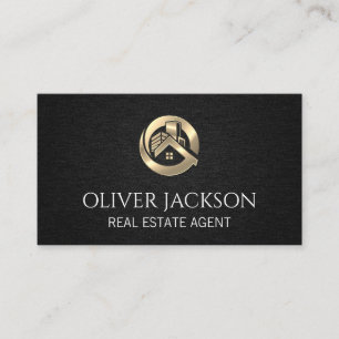 Carte De Visite Logo Gold Real Estate   Texture noire