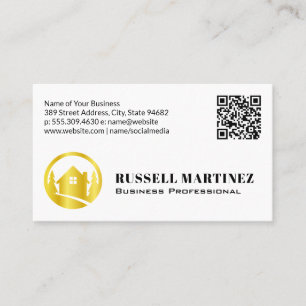 Carte De Visite Logo Gold Real Estate Trees   Code QR