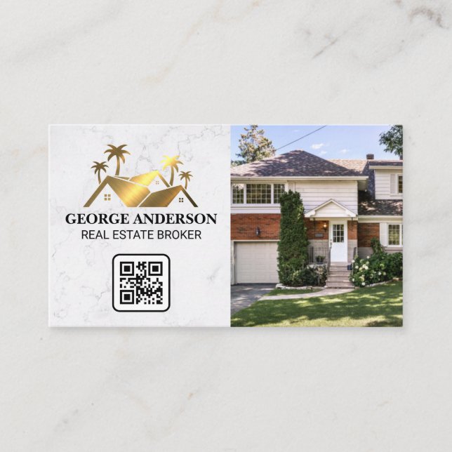 Carte De Visite Logo Gold Realtor | Salon | Code QR (Devant)