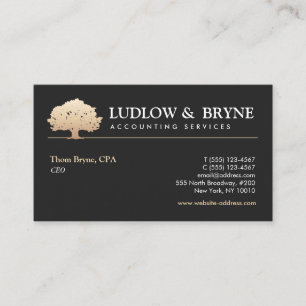 Carte De Visite Logo Gold Tree Classic Professional Noir