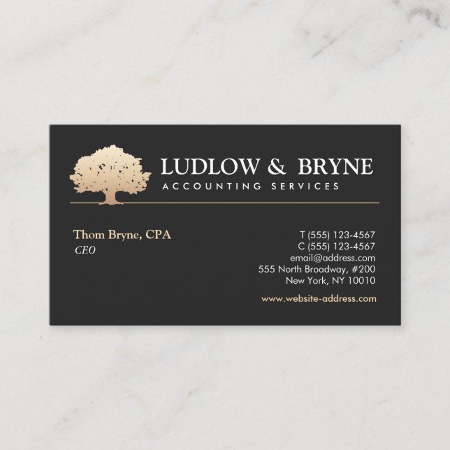 Carte De Visite Logo Gold Tree Classic Professional Noir (Devant)