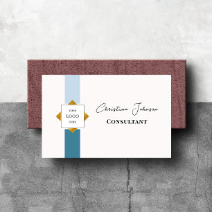 Carte De Visite Logo Gold Turquoise Stripes tendance
