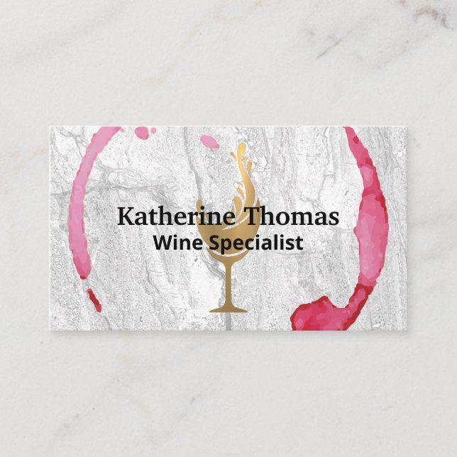 Carte De Visite Logo Gold Wine Splash | Armature d'ardoise à vin (Devant)