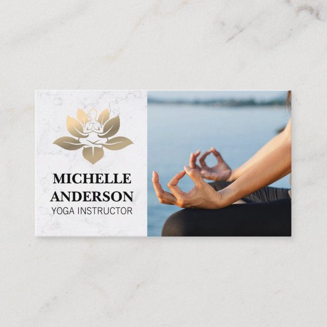 Carte De Visite Logo Gold Yoga | Méditation assis (Devant)
